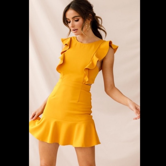 Selfie Leslie Dresses & Skirts - Jackie Wide Ruffled Hem Pinafore Dress